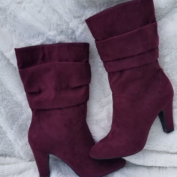 wine suede boots